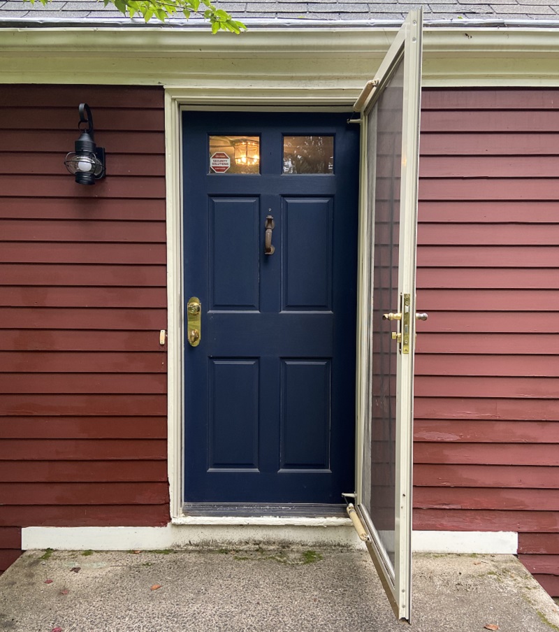 This door will be replaced with a ThermaTru fiberglass door 